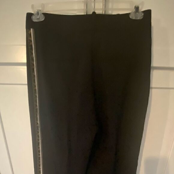Zara Basic Cropped Wide Leg Black Pants Side Stripe with ZARA repeated Size L - Picture 5 of 13